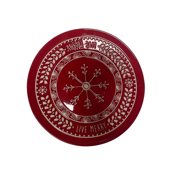 Hallmark Other - Hallmark Live Merry Snowflake Round Red White Christmas‎ Platter